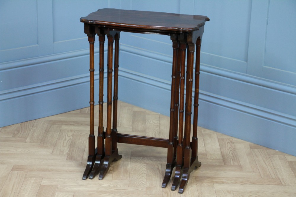 Original Antique Edwardian Solid Mahogany Nest of Three Side Tables C1890