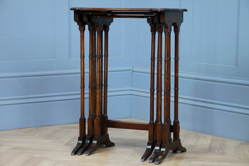 Original Antique Edwardian Solid Mahogany Nest of Three Side Tables C1890 View II