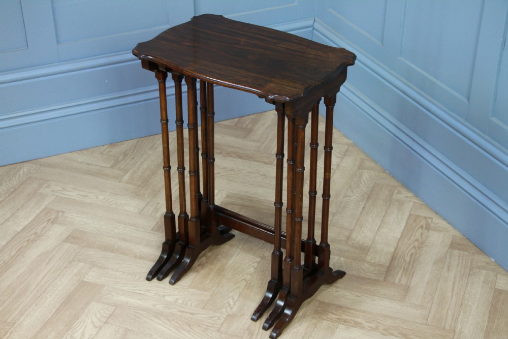 Original Antique Edwardian Solid Mahogany Nest of Three Side Tables C1890 View III