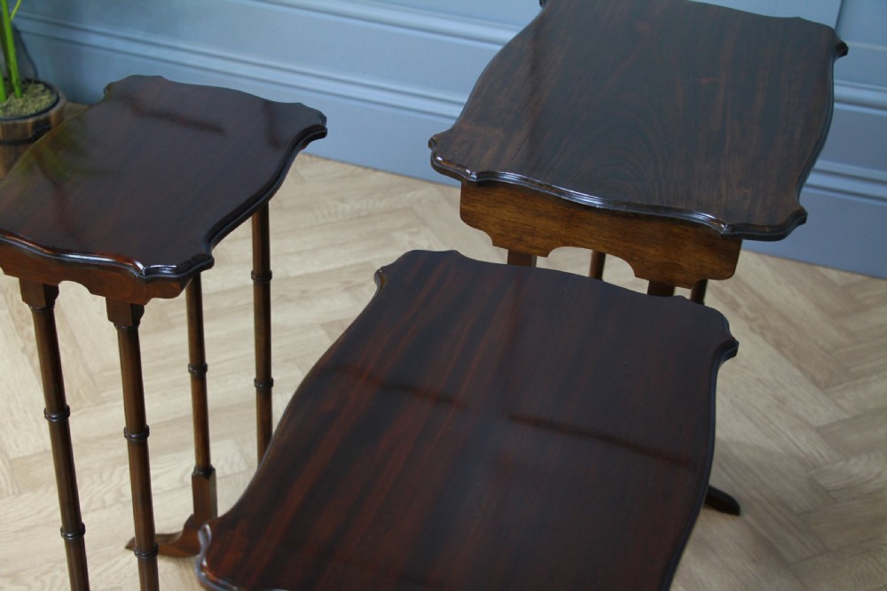 Original Antique Edwardian Solid Mahogany Nest of Three Side Tables C1890 View IV