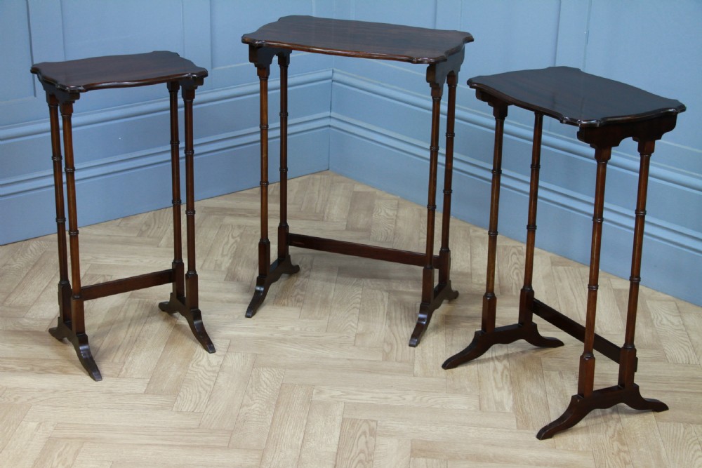 Original Antique Edwardian Solid Mahogany Nest of Three Side Tables C1890 View VI