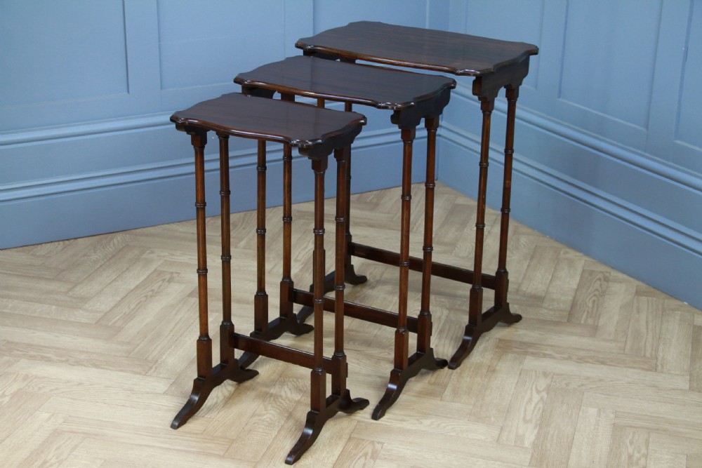 Original Antique Edwardian Solid Mahogany Nest of Three Side Tables C1890 View VII