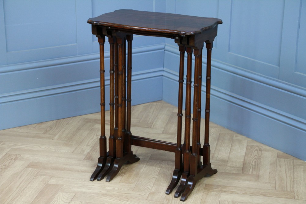 Original Antique Edwardian Solid Mahogany Nest of Three Side Tables C1890 View VIII