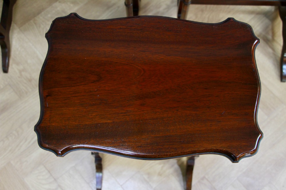 Original Antique Edwardian Solid Mahogany Nest of Three Side Tables C1890 View X