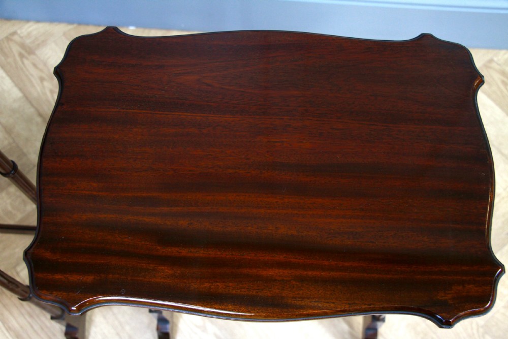 Original Antique Edwardian Solid Mahogany Nest of Three Side Tables C1890 View XI