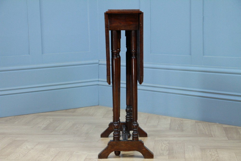 Edwardian Inlaid Solid Mahogany Small Drop Leaf Sutherland Occasional Table View VII