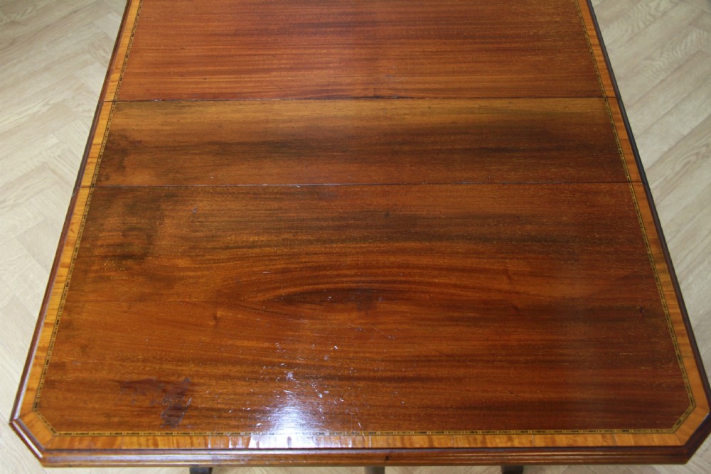 Edwardian Inlaid Solid Mahogany Small Drop Leaf Sutherland Occasional Table View X