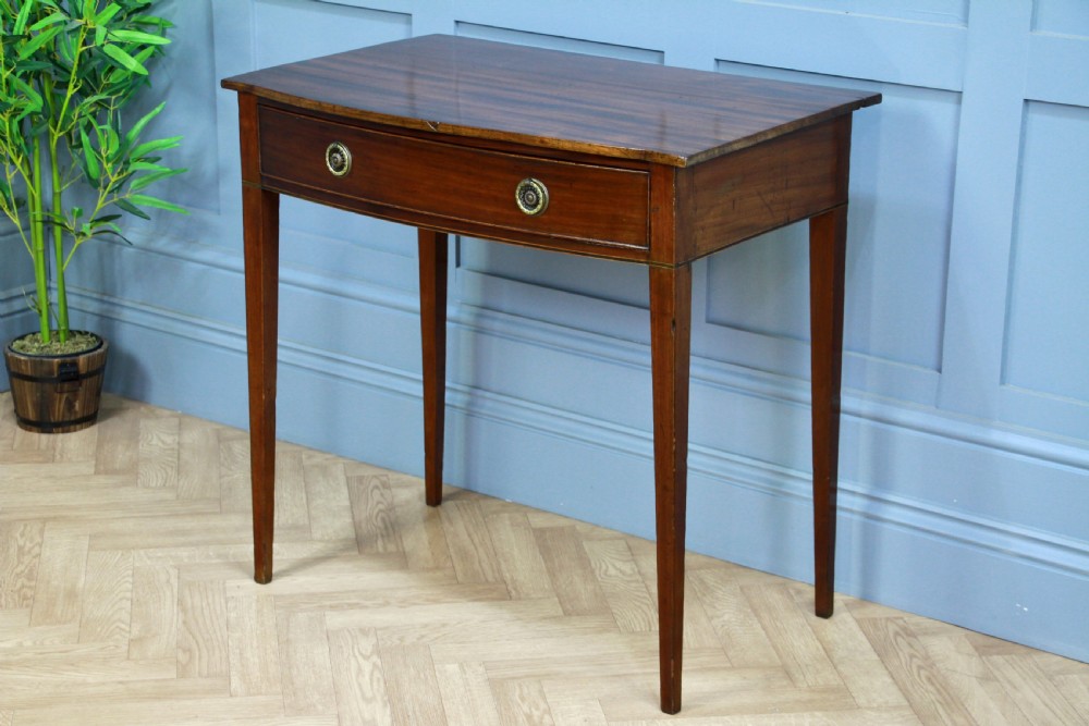 Original Antique Georgian Flame Grain Mahogany Bow Front Desk Side Hall Table