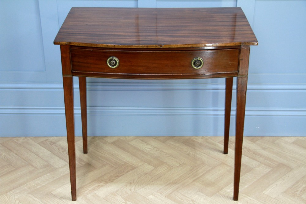 Original Antique Georgian Flame Grain Mahogany Bow Front Desk Side Hall Table View VIII