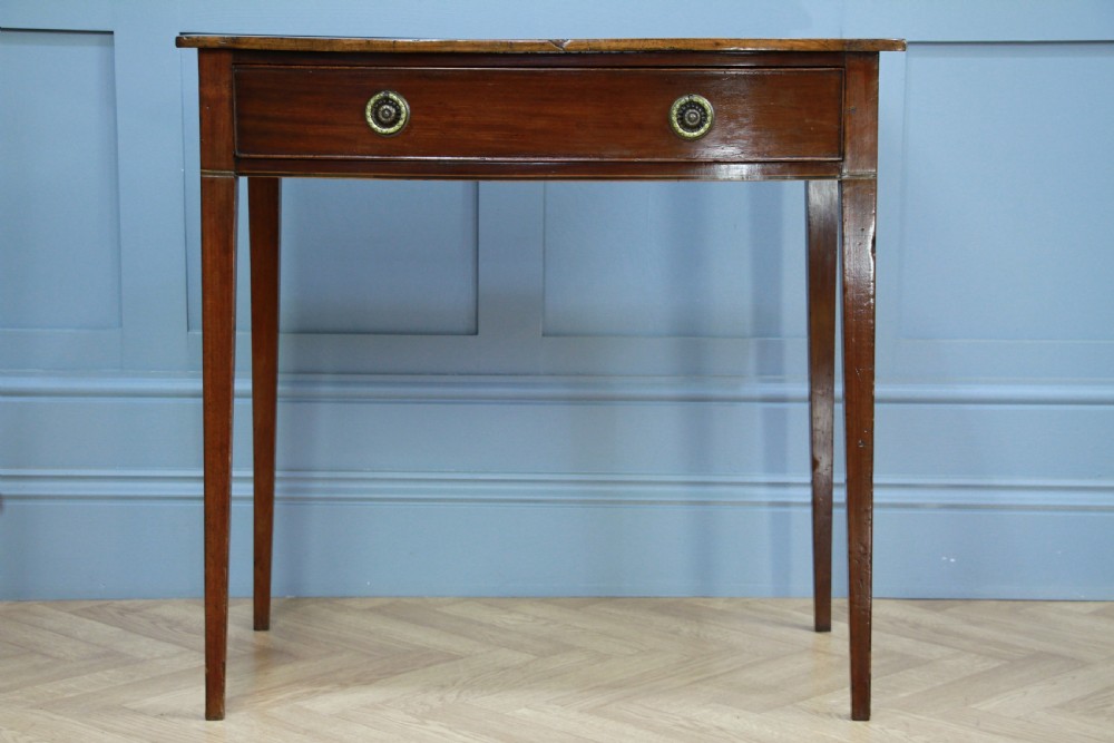 Original Antique Georgian Flame Grain Mahogany Bow Front Desk Side Hall Table View X