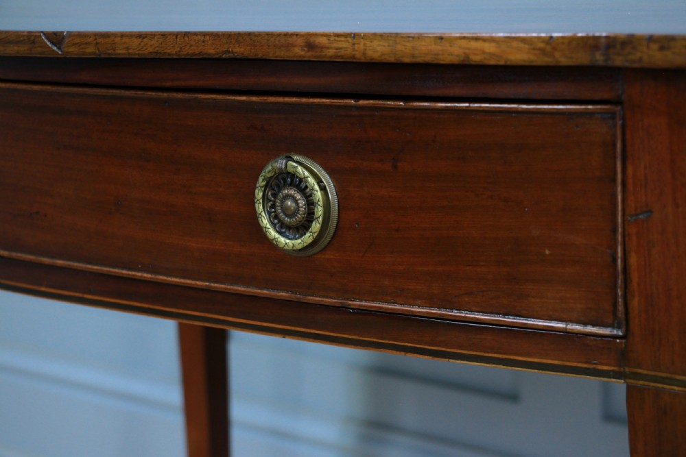 Original Antique Georgian Flame Grain Mahogany Bow Front Desk Side Hall Table View XI