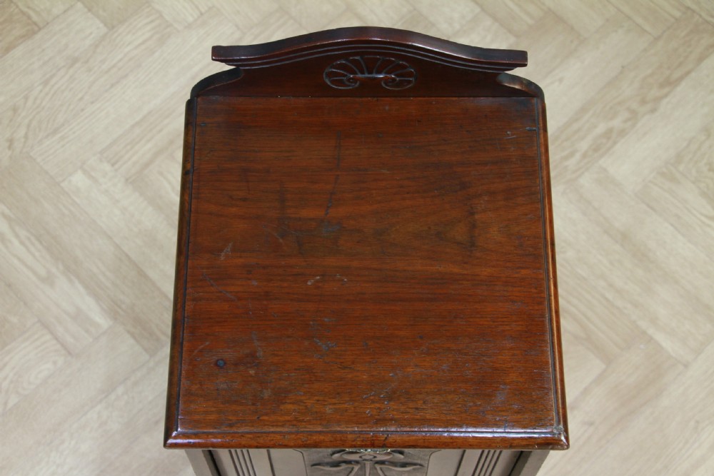 Antique Edwardian Art Nouveau Walnut Fireside Coal Purdonium Cabinet Scuttle View IV