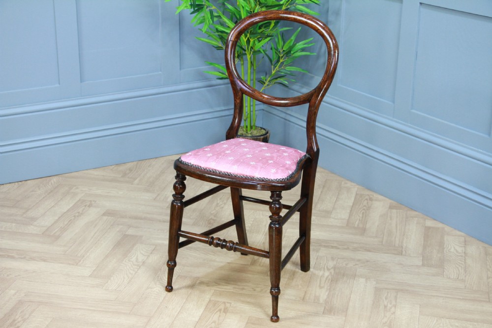 Original Antique Victorian Simulated Rosewood Single Balloon Back Bedroom Chair