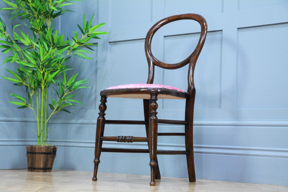 Original Antique Victorian Simulated Rosewood Single Balloon Back Bedroom Chair View VII
