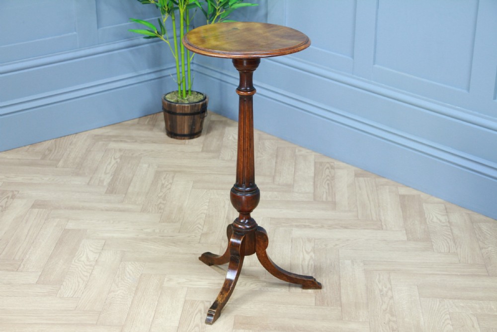 Original Antique Victorian Solid Walnut Round Wine Lamp Side Table Occasional