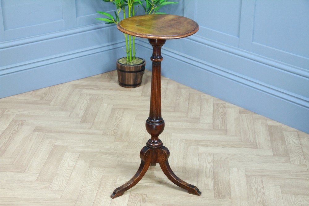 Original Antique Victorian Solid Walnut Round Wine Lamp Side Table Occasional View V
