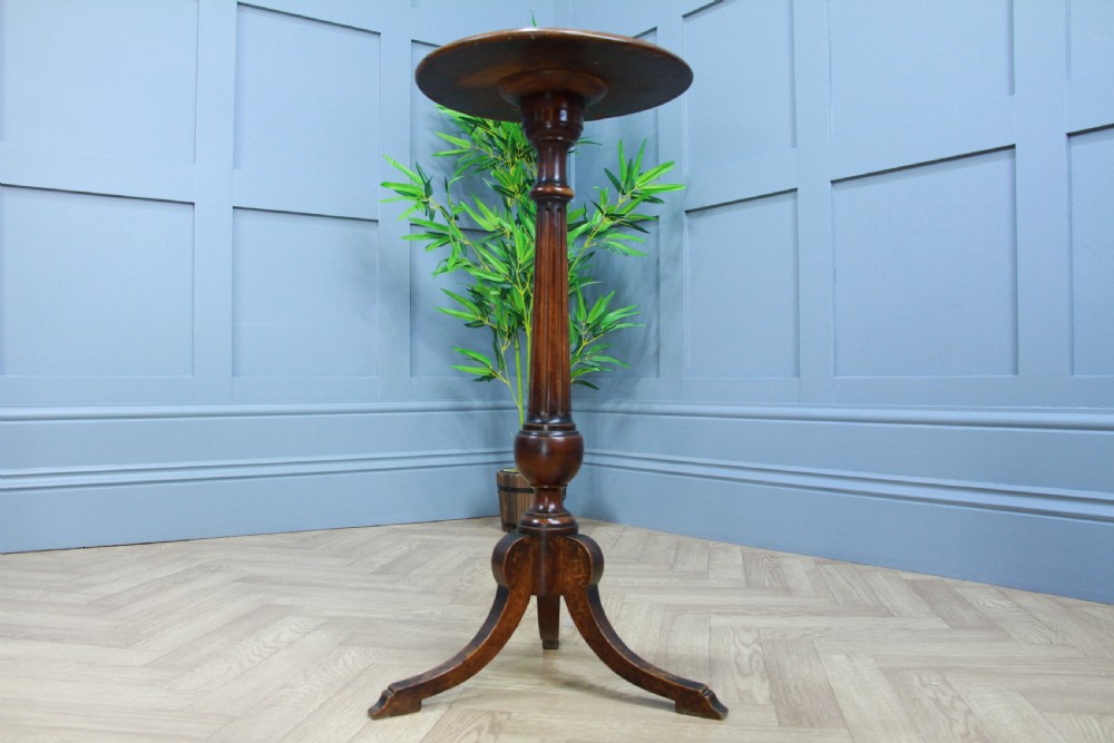 Original Antique Victorian Solid Walnut Round Wine Lamp Side Table Occasional View VI