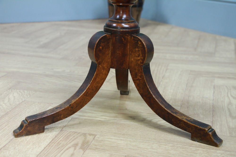 Original Antique Victorian Solid Walnut Round Wine Lamp Side Table Occasional View VII