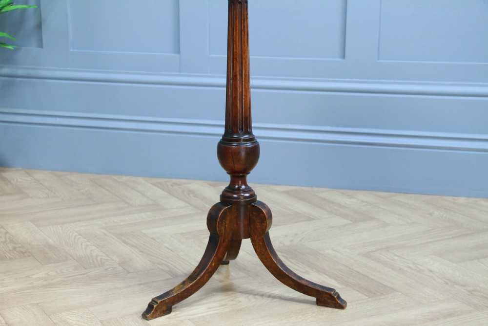 Original Antique Victorian Solid Walnut Round Wine Lamp Side Table Occasional View VIII