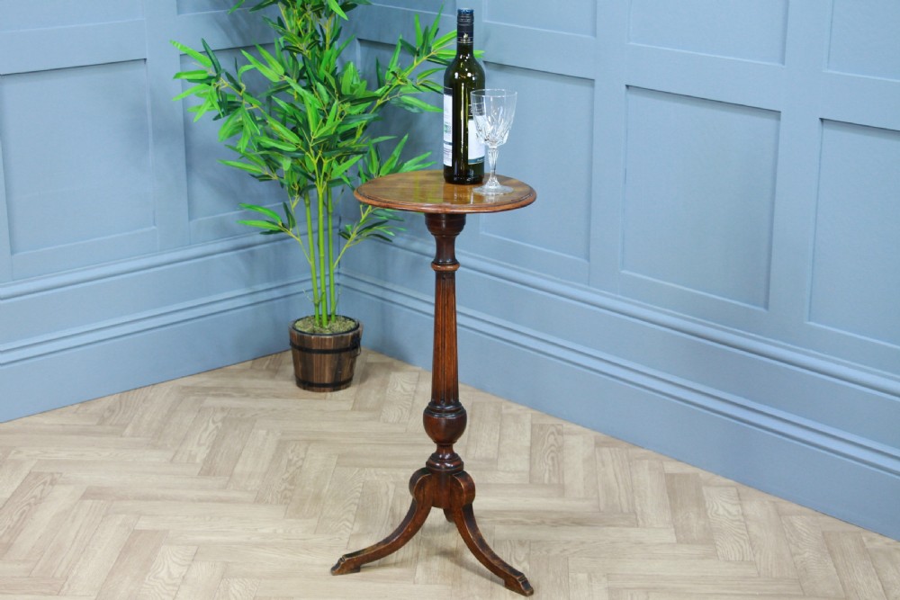Original Antique Victorian Solid Walnut Round Wine Lamp Side Table Occasional View IX