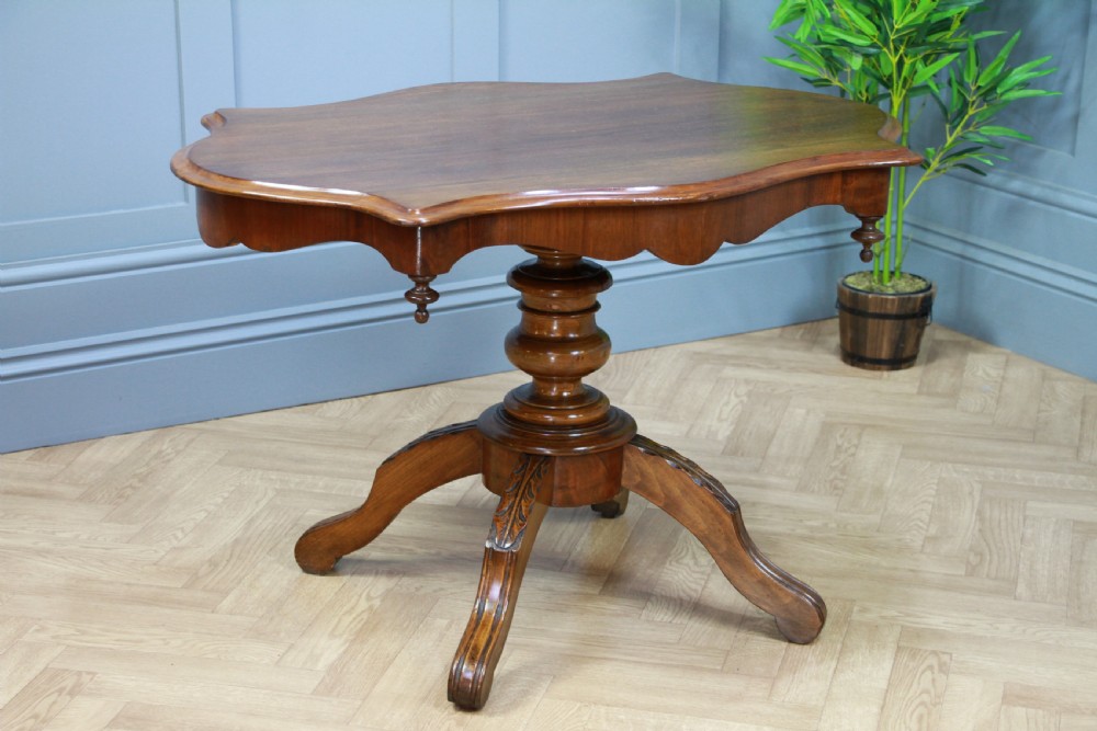 Antique Edwardian French Walnut Pedestal Occasional Breakfast Loo Table C1900