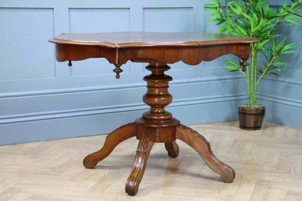 Antique Edwardian French Walnut Pedestal Occasional Breakfast Loo Table C1900 View III