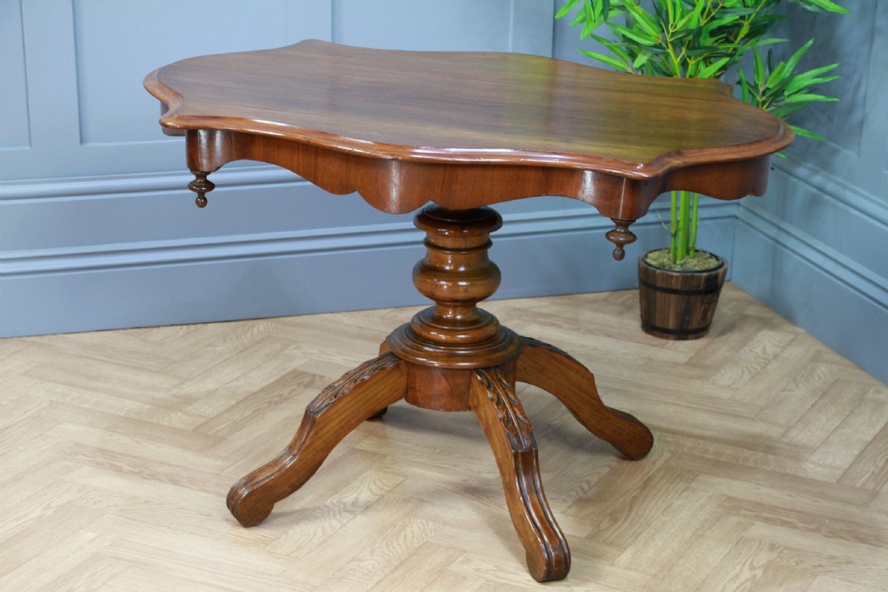 Antique Edwardian French Walnut Pedestal Occasional Breakfast Loo Table C1900 View X