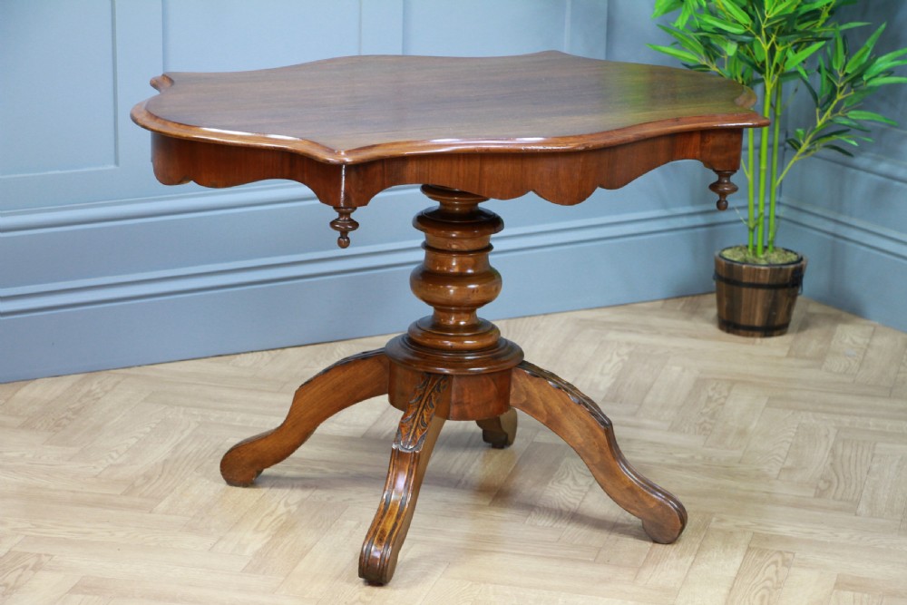 Antique Edwardian French Walnut Pedestal Occasional Breakfast Loo Table C1900 View XI