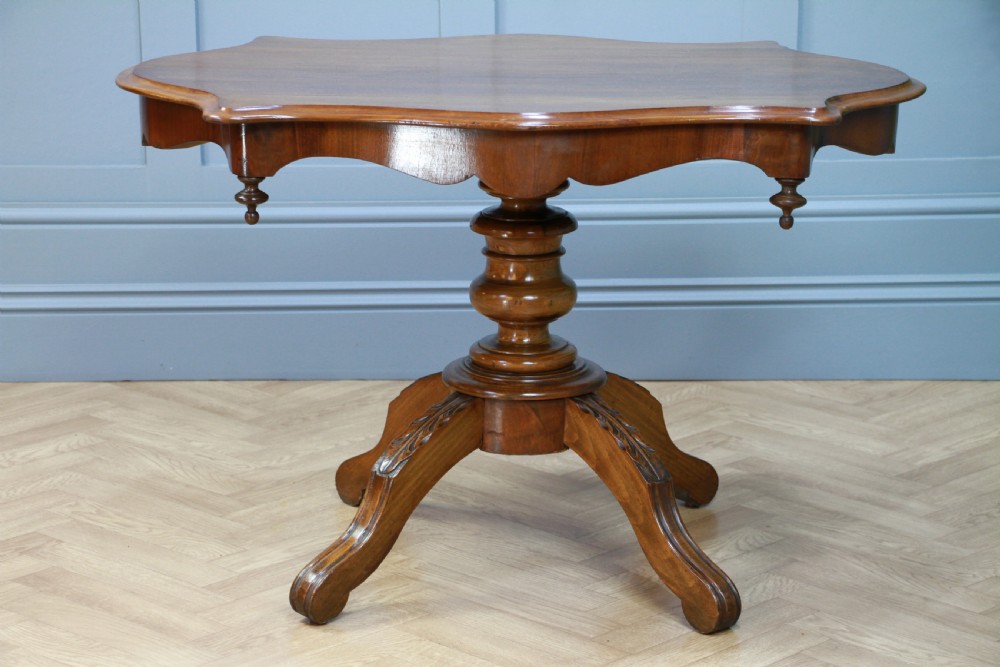 Antique Edwardian French Walnut Pedestal Occasional Breakfast Loo Table C1900 View XII
