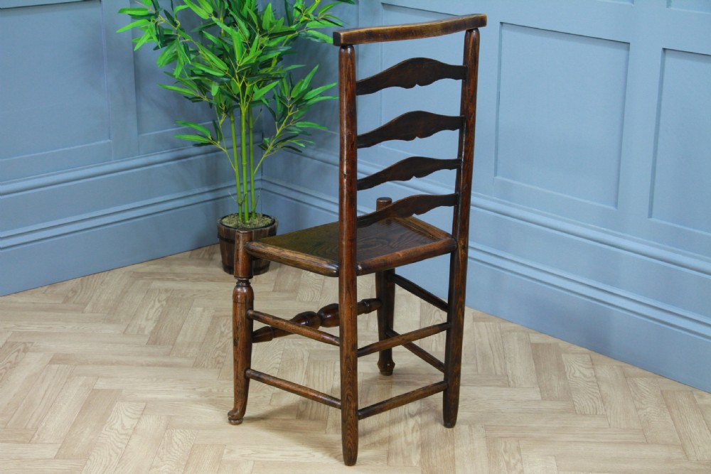 Antique Georgian Country Primitive Solid Ash Hoof Foot Hall Ladder Back Chair View VI