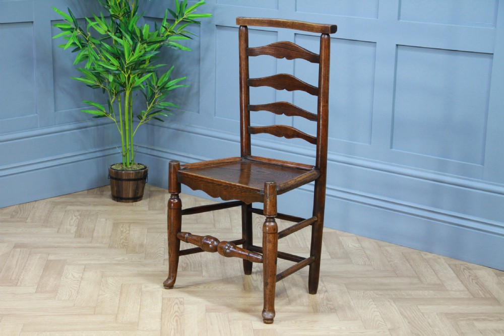 Antique Georgian Country Primitive Solid Ash Hoof Foot Hall Ladder Back Chair View VII