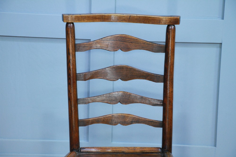 Antique Georgian Country Primitive Solid Ash Hoof Foot Hall Ladder Back Chair View IX