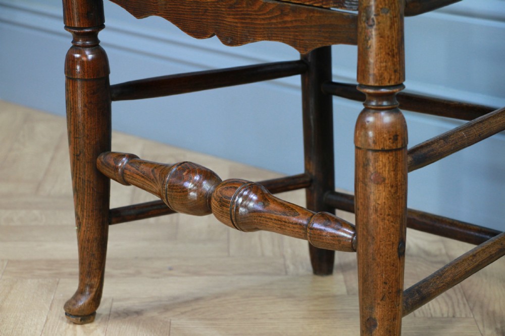 Antique Georgian Country Primitive Solid Ash Hoof Foot Hall Ladder Back Chair View XI