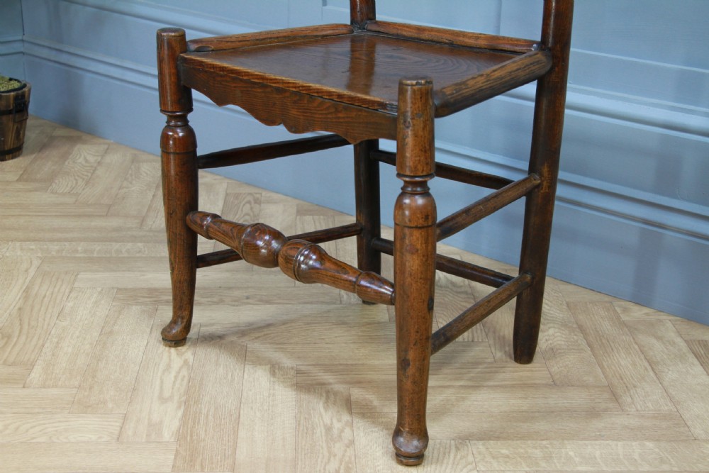 Antique Georgian Country Primitive Solid Ash Hoof Foot Hall Ladder Back Chair View XII