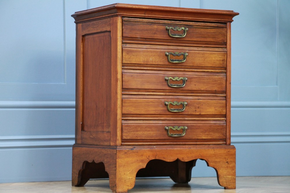 Antique Edwardian Walnut Small Music Sheet Cabinet Chest of 5 Drop Front Drawers View III