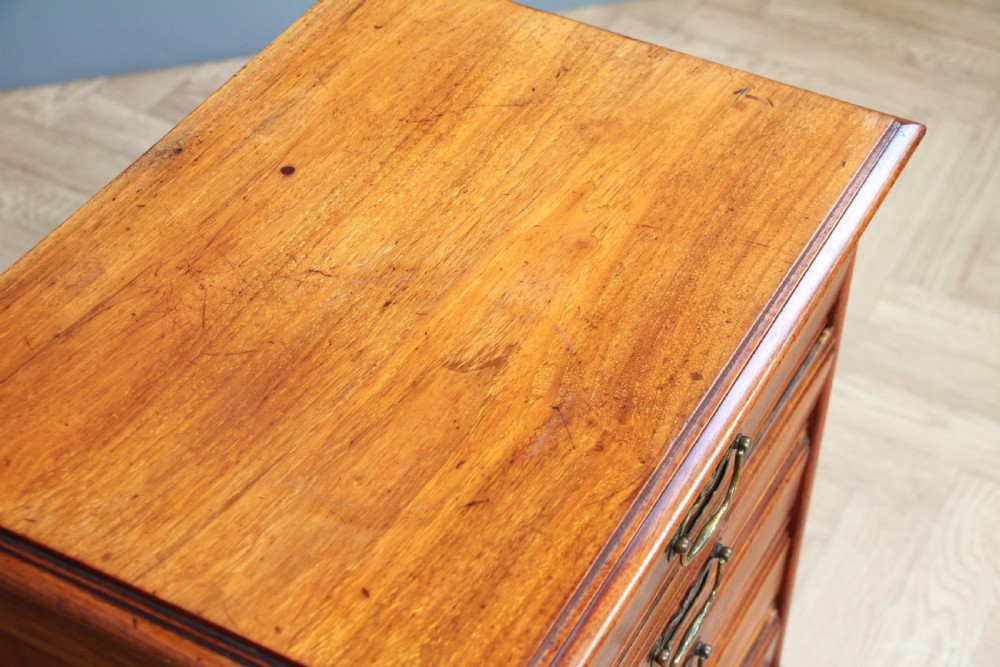 Antique Edwardian Walnut Small Music Sheet Cabinet Chest of 5 Drop Front Drawers View IV