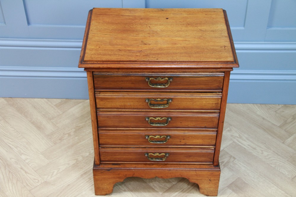 Antique Edwardian Walnut Small Music Sheet Cabinet Chest of 5 Drop Front Drawers View V