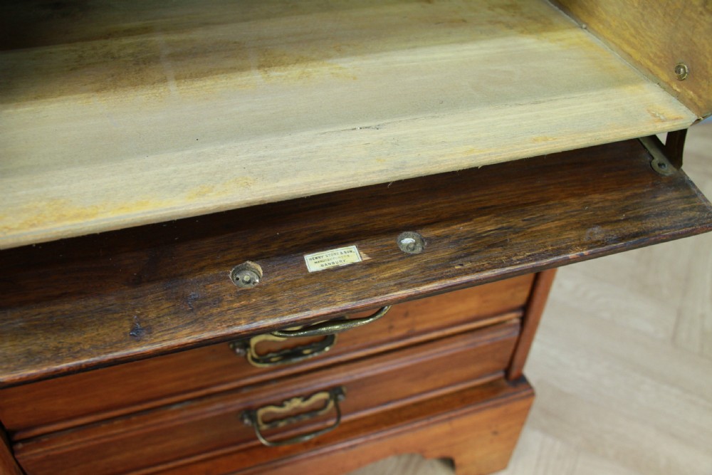 Antique Edwardian Walnut Small Music Sheet Cabinet Chest of 5 Drop Front Drawers View VIII