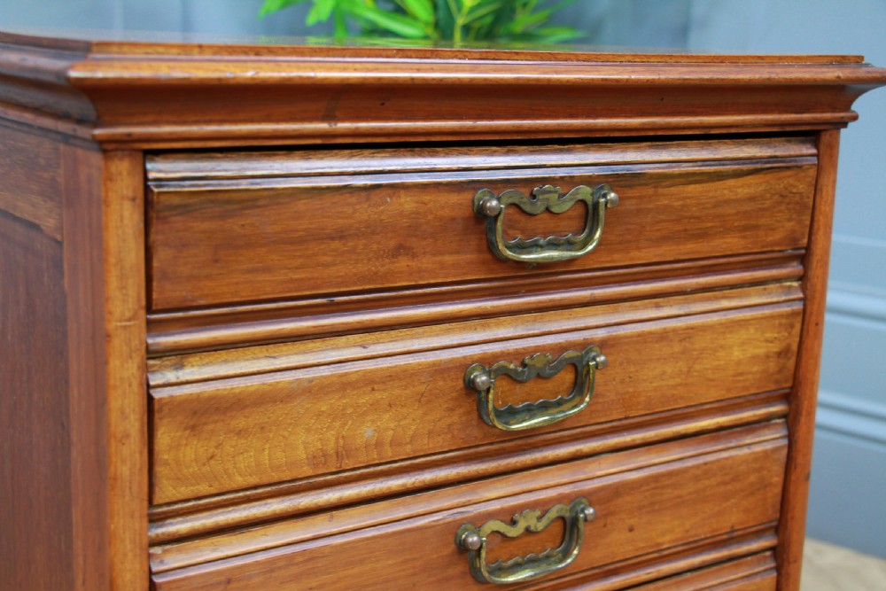 Antique Edwardian Walnut Small Music Sheet Cabinet Chest of 5 Drop Front Drawers View X