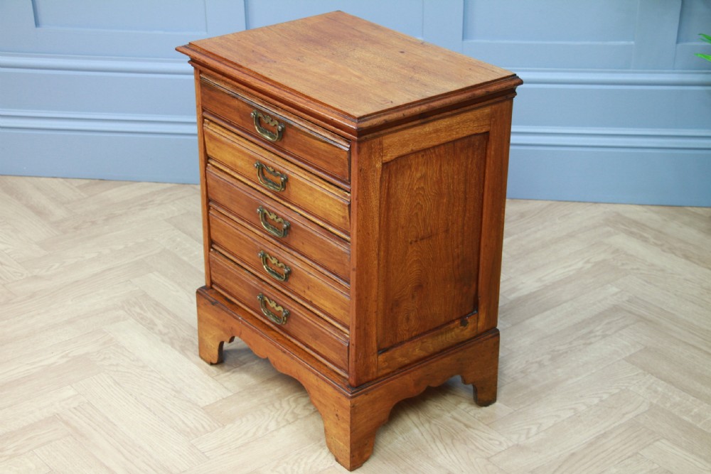 Antique Edwardian Walnut Small Music Sheet Cabinet Chest of 5 Drop Front Drawers View XI