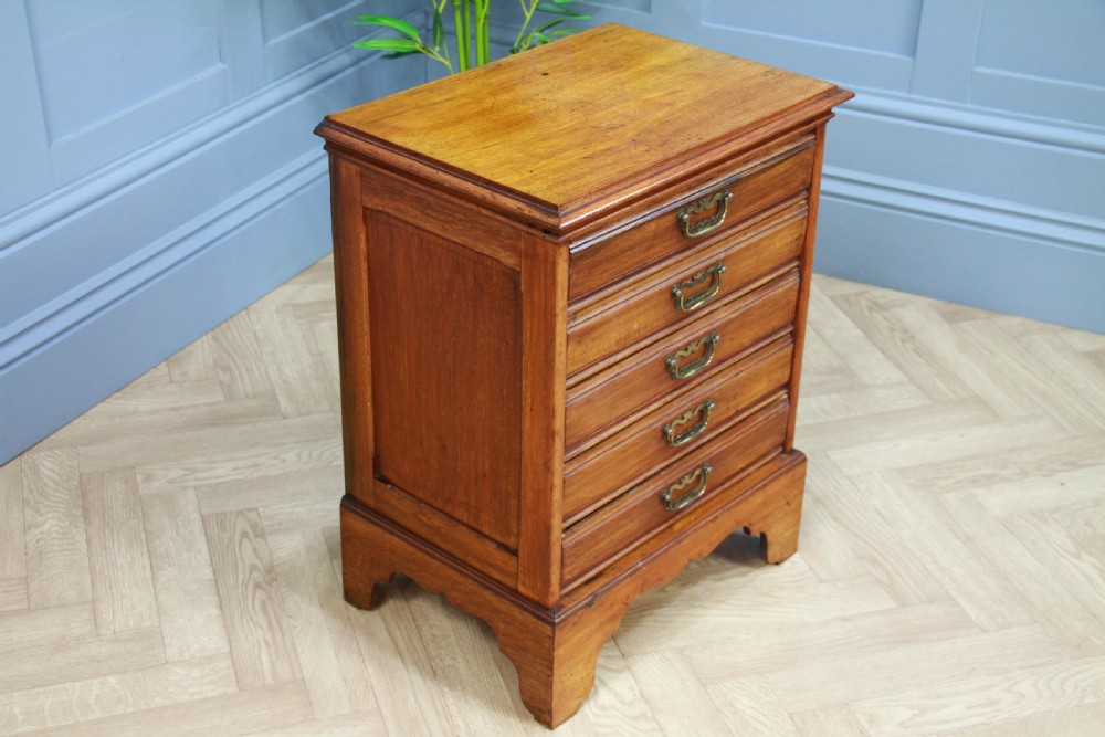Antique Edwardian Walnut Small Music Sheet Cabinet Chest of 5 Drop Front Drawers View XII
