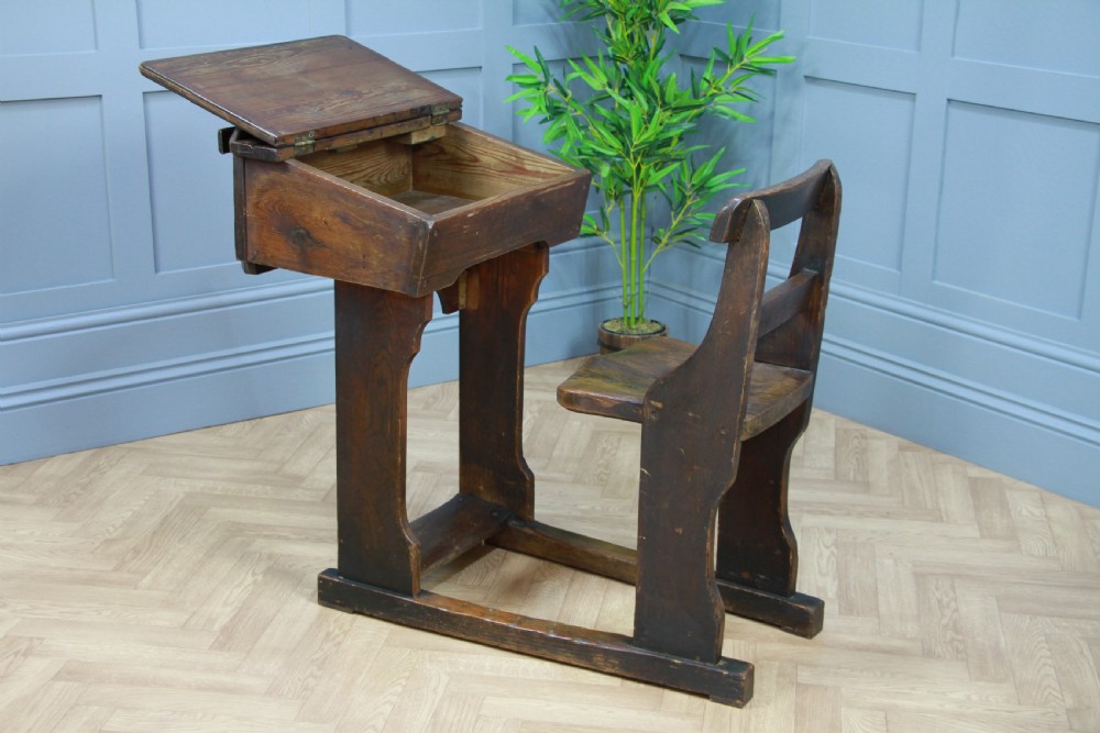 Original Antique Victorian 19th Century Children’s School Slider Desk & Chair View II