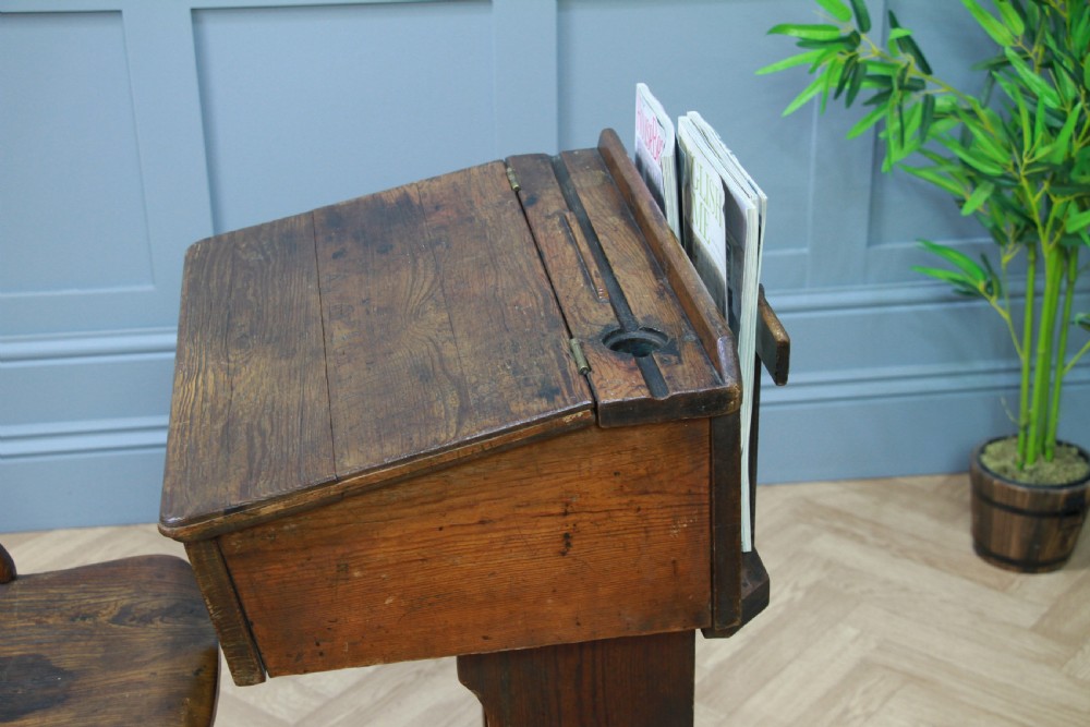Original Antique Victorian 19th Century Children’s School Slider Desk & Chair View VIII