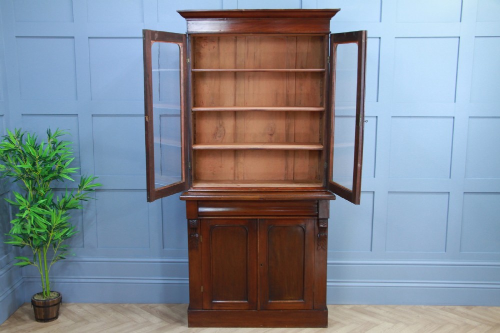 Antique Original Victorian Mahogany Small Glazed Chiffonier Bookcase Cabinet View II