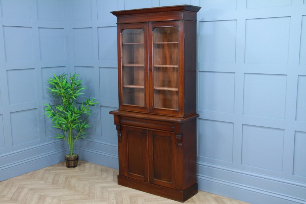Antique Original Victorian Mahogany Small Glazed Chiffonier Bookcase Cabinet View III