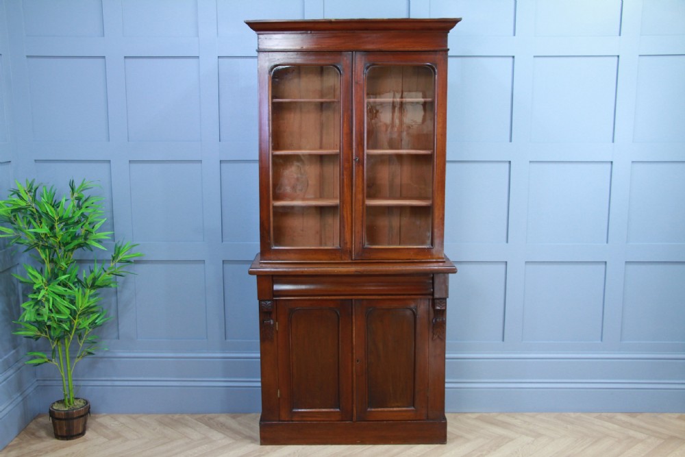 Antique Original Victorian Mahogany Small Glazed Chiffonier Bookcase Cabinet View IV