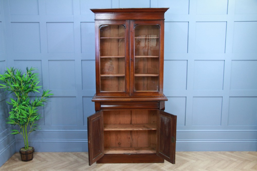 Antique Original Victorian Mahogany Small Glazed Chiffonier Bookcase Cabinet View V