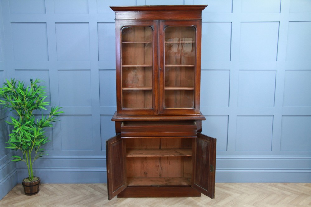 Antique Original Victorian Mahogany Small Glazed Chiffonier Bookcase Cabinet View VI