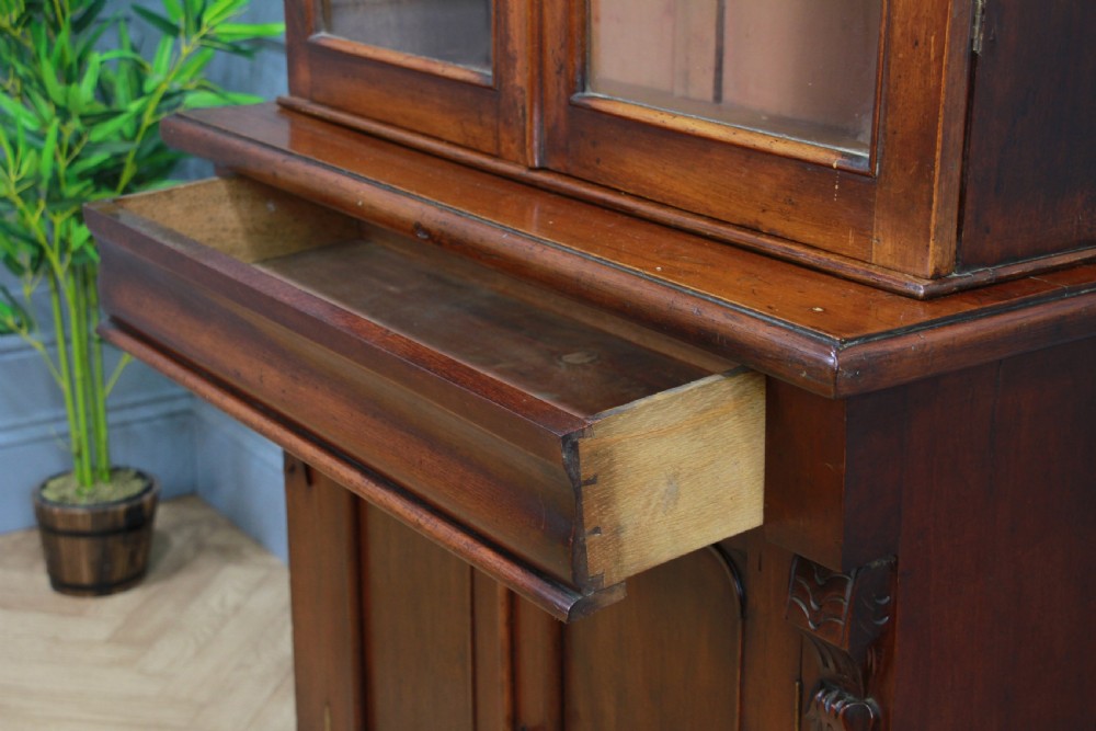 Antique Original Victorian Mahogany Small Glazed Chiffonier Bookcase Cabinet View X
