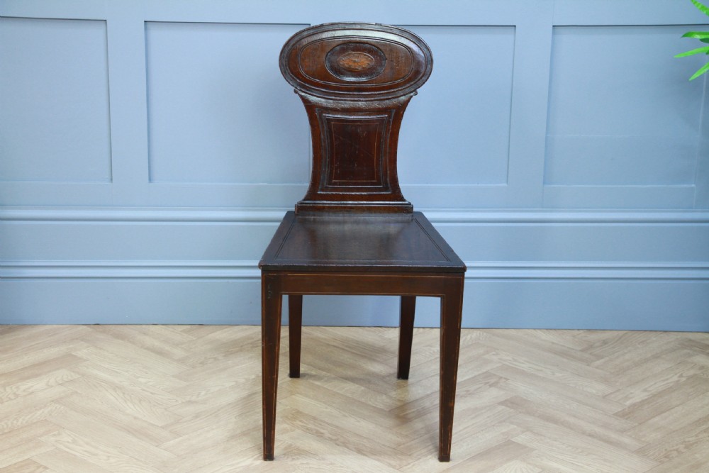 Antique Georgian Regency Solid Mahogany Carved & Inlaid Single Hall Chair C1810
